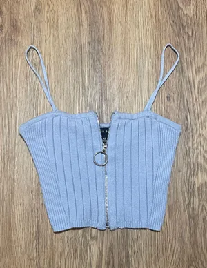 Kendall & Kylie Zip Up Crop Top thumbnail 1