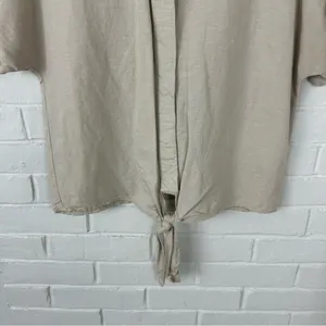 I.N.C. Neutral Linen Blend Boxy Short Sleeve Button Front Top Size XS thumbnail 4