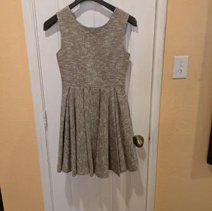 Anthropologie Paper Crown "Parkside" Sparkle Tweed Pleated Fit & Flare Dress S thumbnail 2