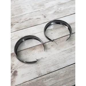 Large Dark Gray Metallic Hoops for Pierced Ears thumbnail 3