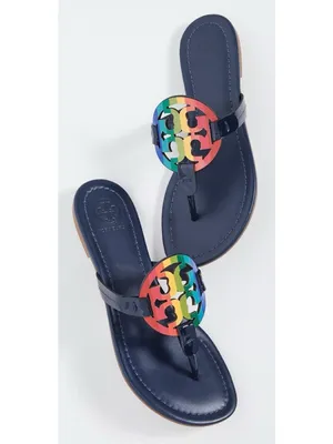 Tory Burch • Miller Sandal Rainbow / Royal Navy leather slide thong flip flop thumbnail 15