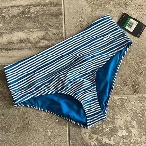 Nike Striped High Waisted Bikini Bottoms, Blue & White Size XL New w/Tag thumbnail 3