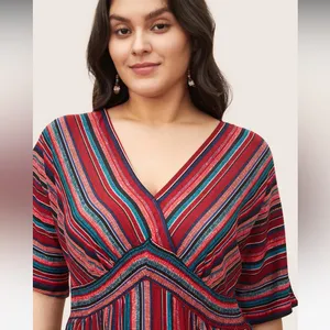 BloomChic Striped Contrast Dolman Sleeve Shirred Pocket Maxi Dress size 12 nwt thumbnail 4