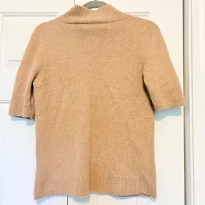 Chicos 100% Cashmere Short Sleeve Mock Neck Sweater Camel Tan Size 1 M 570373542 thumbnail 2