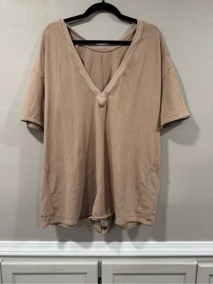 Free People Hot Shot Tee Romper Mocha Latte thumbnail 3