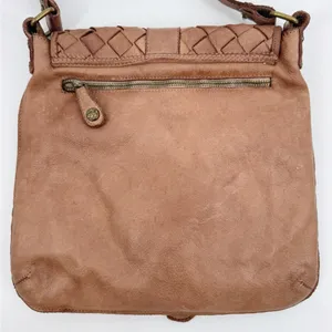 Civico 93 Genuine Leather‎ Woven Flap Crossbody Bag Brown Made in Italy thumbnail 4