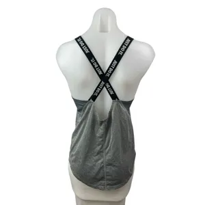 Nike Dri Fit Women's Gray Crossback Running Yoga Workout Athletic Tank Top Sz M thumbnail 4