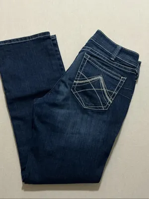 Ariat Dark Indigo Bootcut Jeans with Contrast Pocket Stitching thumbnail 7