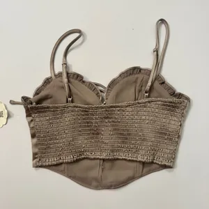Altar'd State Taupe Satin Lace-Up Bustier Crop Top in Taupe Size Small NWT thumbnail 3