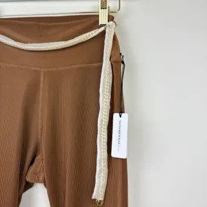 WeWoreWhat Chain High Rise Legging Ribbed Brown Stretch Athleisure Small NWT thumbnail 7
