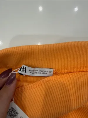 Zara Orange Ruched Mini Skirt thumbnail 2