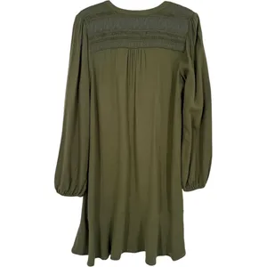 Anthropologie Maeve‎ Ragonda Tunic Dress Moss Green Smocked Long Sleeve Size 12 thumbnail 5