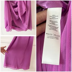 NWT White House Black Market 14 Pink Pleated Chiffon Midi Dress Hi Low Formal thumbnail 6