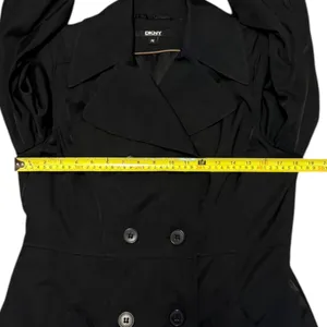 DKNY Women's Black Button Front Trench Coat Size Medium thumbnail 5