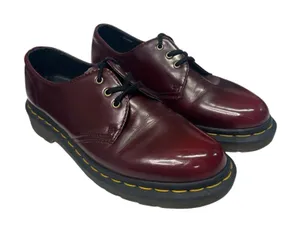 Dr Martens Oxford Shoes Womens 5 Red Oxblood Vegan Derby AirWair Goth Chunky thumbnail 1