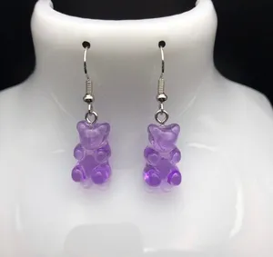 Handmade Purple Teddy Bear / Gummy Bear Earrings thumbnail 1