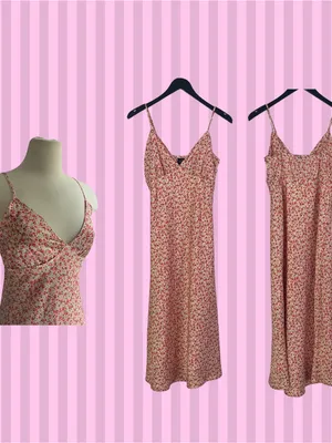 Oak and trellis Pink Floral Silky satin Dress thumbnail 3