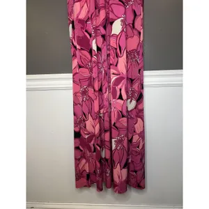 ELLE Dress Womens Medium Pink Floral Halter Maxi Jersey Sundress Casual Summer thumbnail 3