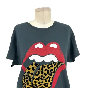 Daydreamer Rolling‎ Stones Flocked Leopard Tongue Tour Tee Gray Size Small thumbnail 4