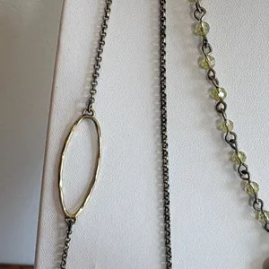 Layered Gold-Tone and Olive Bead Multi-Strand Necklace thumbnail 6