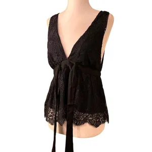 FREE PEOPLE NWT Peplum Black Lace Babydoll Tank thumbnail 4
