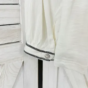 Fat‎ Face Martha Boho Embroidered V Neck Slub Knit Shirt Cream 12 Long Sleeve thumbnail 7