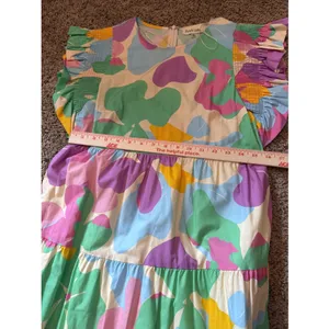 Peach Love Flutter Sleeve Tiered Poplin Floral Maxi Dress Size Small thumbnail 4