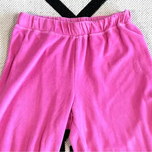 Lonely Ghost Y2K Pink Velour Rhinestone Wide Leg Tracksuit Pants Medium thumbnail 13