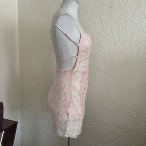 Lucy in the Sky Pale Pink Iridescent Sequin Mini Dress Medium thumbnail 10