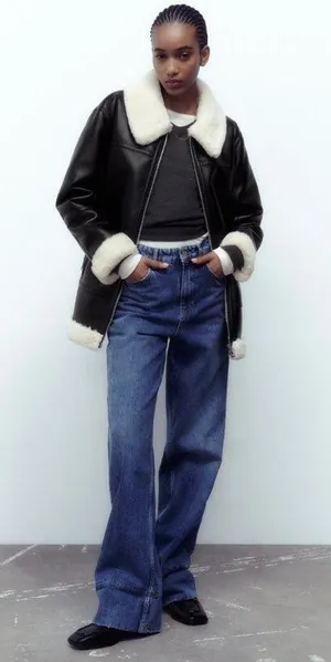 Zara Nwt Double Faced Jacket With Faux Fur thumbnail 2