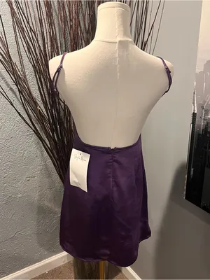 🌸Nwt Sky To Moon Purple Satin Mini Dress Size Small🌸 thumbnail 4