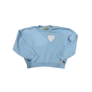 Aviator Nation Glitter Heart Relaxed Crewneck Sweatshirt Blue Size XS New thumbnail 3