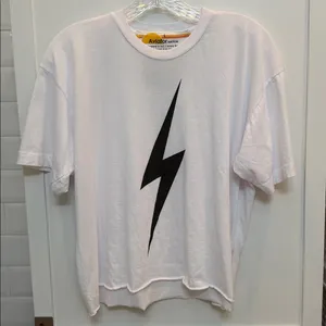 Aviator Nation White Tee with Black Bolt thumbnail 1