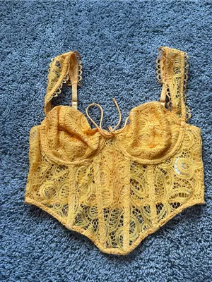 For Love & Lemgings For Love And Lemons Orange Lace Crop Bustier thumbnail 2