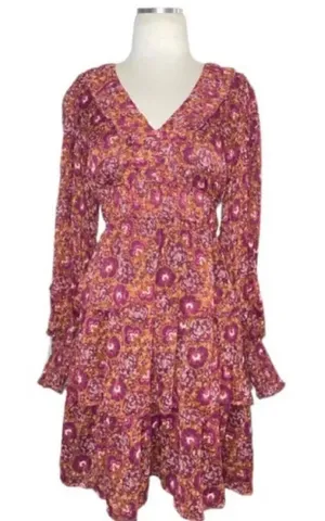 House of Harlow 1960 Berry V-neck Paisley Printed Casual Dress NWT 2 thumbnail 1