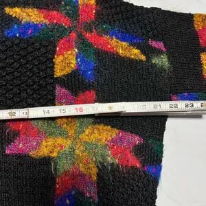 Vintage Knitting needles Hand Knit Quilt Pattern Fuzzy Crewneck sweater size M thumbnail 7