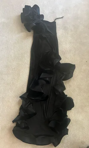 Windsor Beatrice Formal Velvet Ruffle High Low Dress thumbnail 4