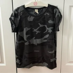 Free People Clare Black Camo Tee thumbnail 3