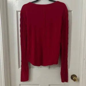 Lucky Brand Cable Knit Sleeve Thermal Henley Top M Red Cotton Boho Gorpcore Fall thumbnail 4