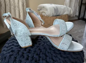 Kailee P. Crochet Lace Block Bridal Heel thumbnail 1
