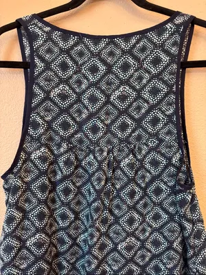 Converse Medium Navy Turquoise Blue Tile Geometric Henley Tank Top thumbnail 9