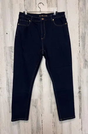 Michael Kors Dark Wash Skinny Jeans Womens 12 Gold Hardware Stretch Denim Pants thumbnail 1