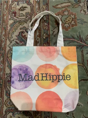 Mad Hippie Canvas Tote Bag Multi Colored Large Polka Dots thumbnail 1