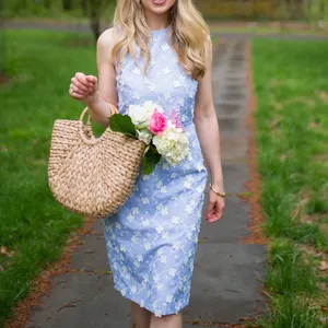 Blue Floral Sleeveless Maggy London Dress thumbnail 5