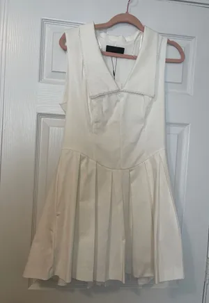 ZARA NWT Sleeveless Pleated White Dress with Sailor Collar thumbnail 1