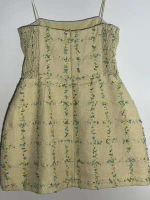 Amanda Uprichard Cream Floral-Check Tweed Mini Dress thumbnail 9