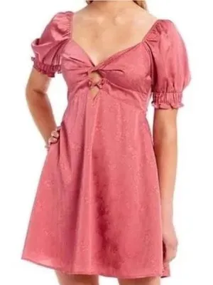 Gianni Bini Rose Pink Floral Jacquard Dress Size Large thumbnail 1
