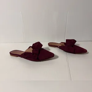 Madewell burgundy pointy toe bow slide mules shoes size 7.5 thumbnail 2