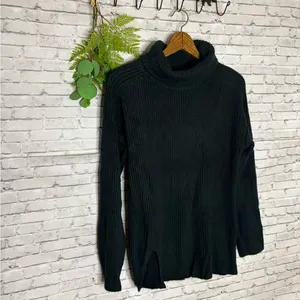 VICI Black Ribbed Stretch Turtleneck Sweater thumbnail 4