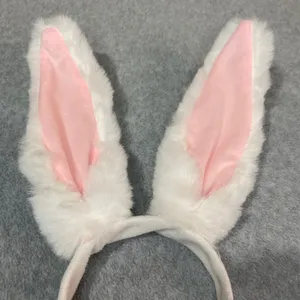 Bunny Ears Headband Poseable Plush White‎ Pink Faux Fur Easter Costume Party New thumbnail 4